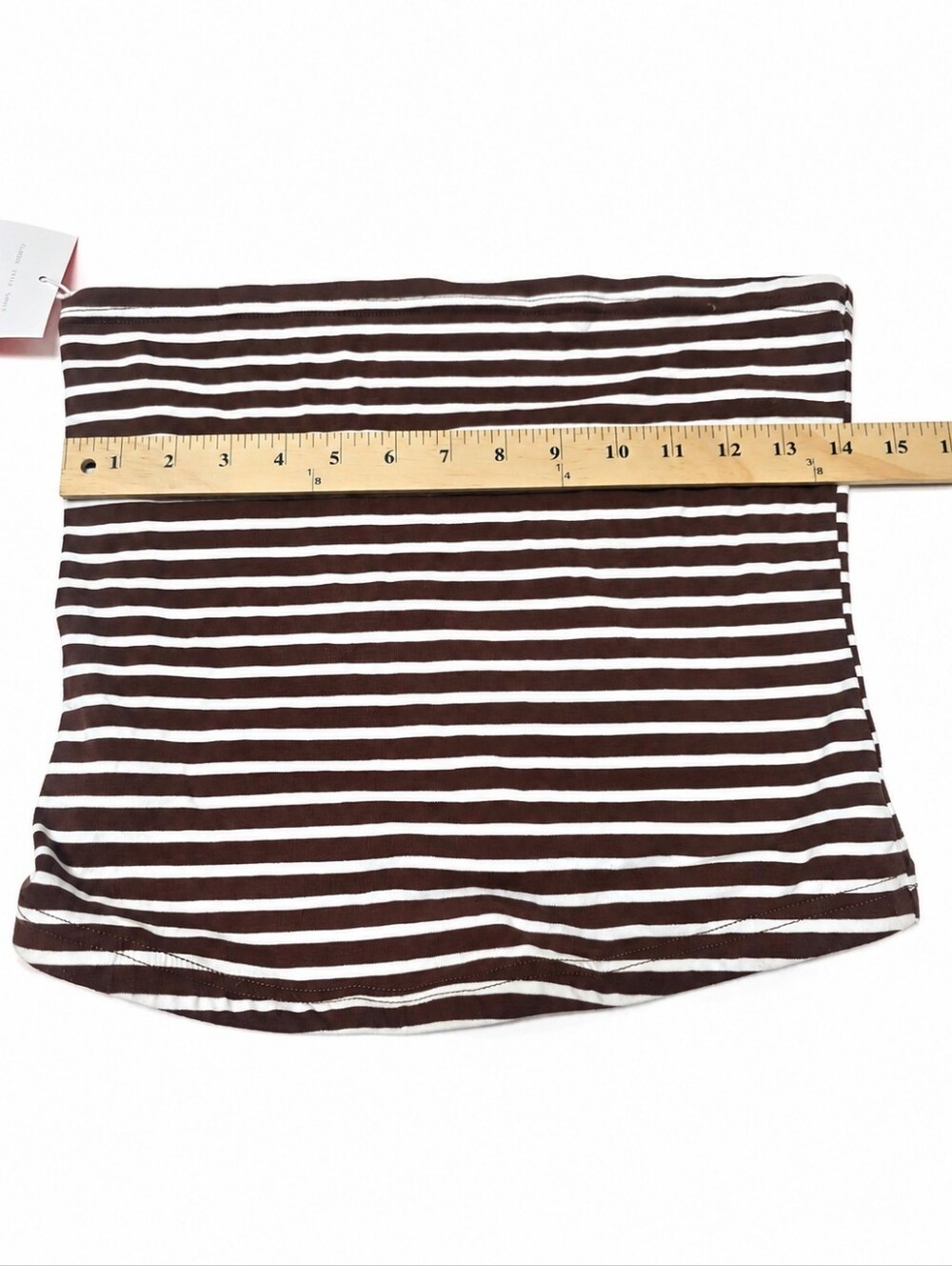 Tankaneo Brown White Striped 2 Piece Tube Top Wide Leg Pants Set Medium NWT - Picture 4 of 10
